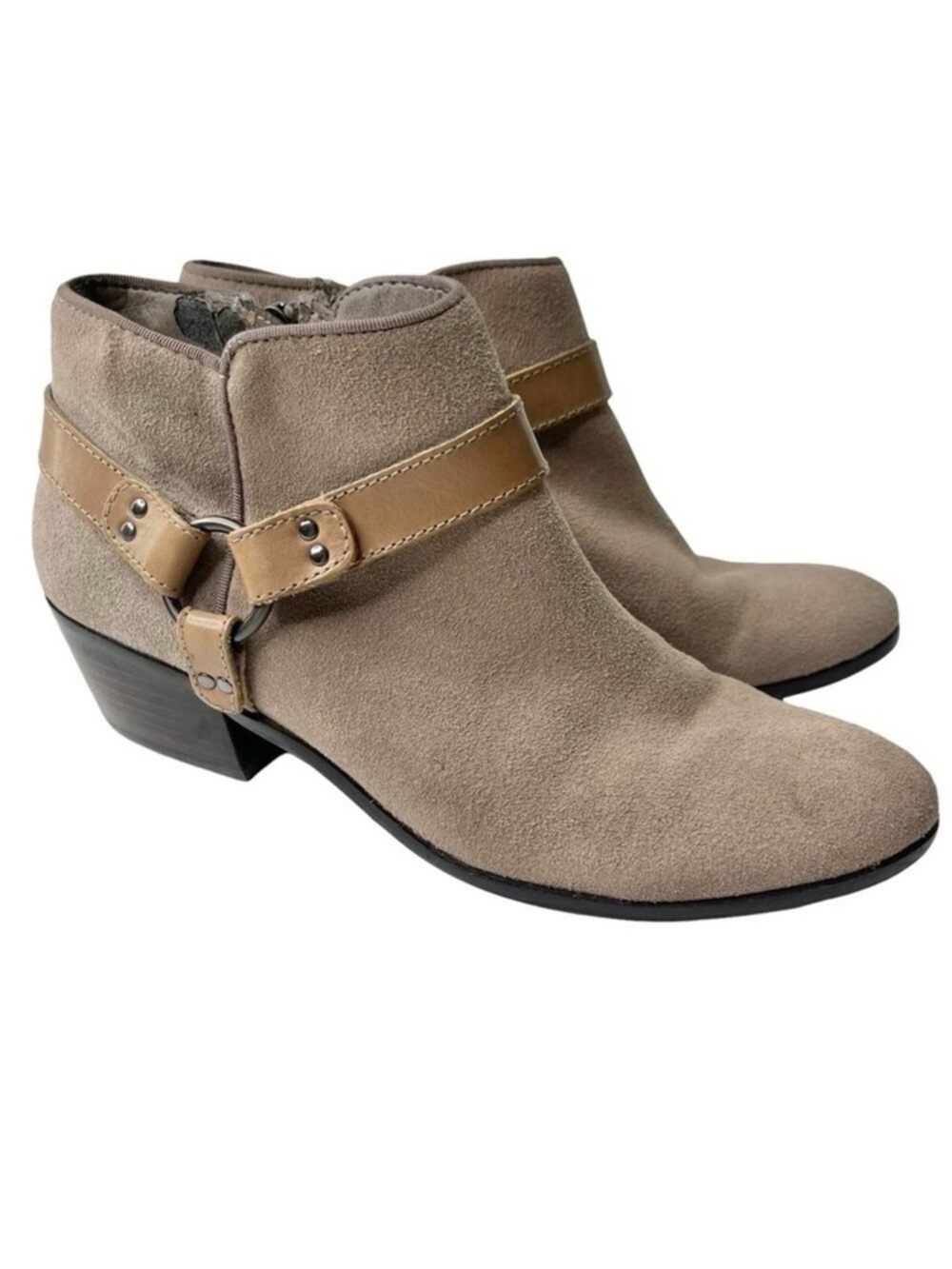 Sam Edelman Phoenix heeled tan suede ankle booties harness womens 8.5
